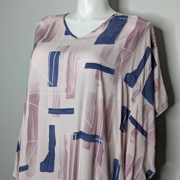 ✨3/$15 NWT The Kaftan Club blue pink geometric abstract kaftan OS - Picture 4 of 8